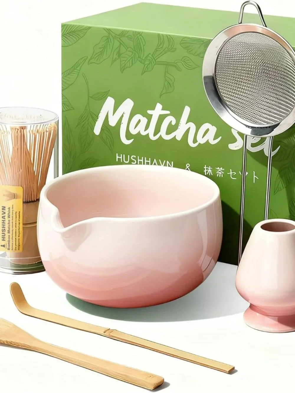NEW 6 PCS Ceramic Matcha Set Includes Bowl & Holder, Bamboo Whisk (Chasen)